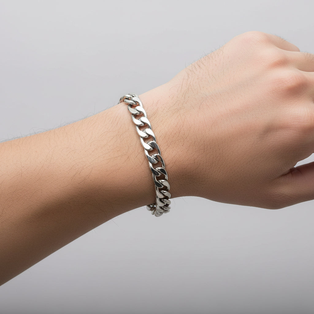 Мъжка стоманена гривна Кубинска плетка