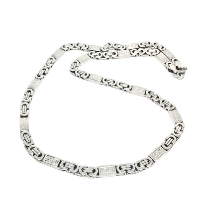 Двуцветен стоманен ланец Кралска плетка - плосък