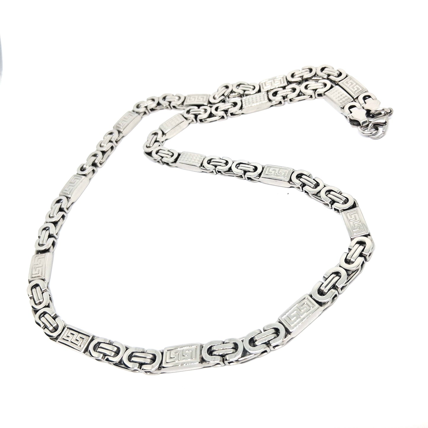 Двуцветен стоманен ланец Кралска плетка - плосък