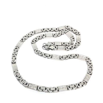 Двуцветен стоманен ланец Кралска плетка - плосък