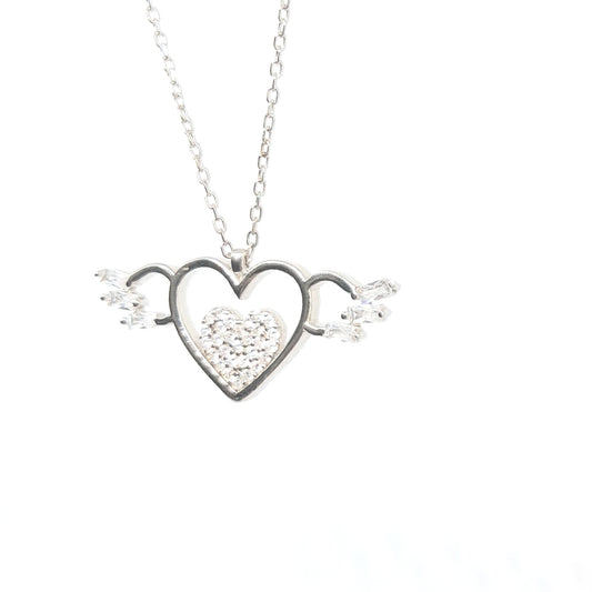 Дамско сребърно колие Сърце
