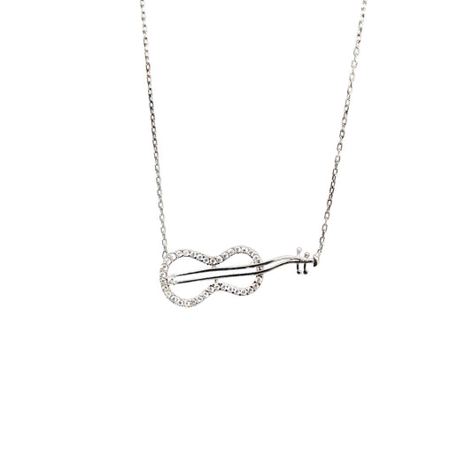 Блестящо сребърно колие Китара