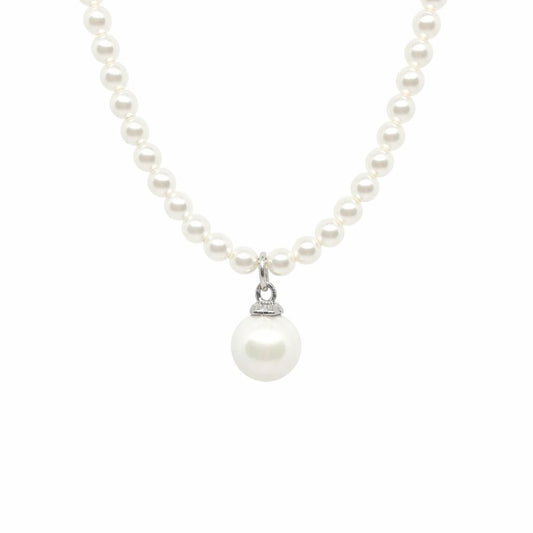 Дамско колие с бели перлени мъниста