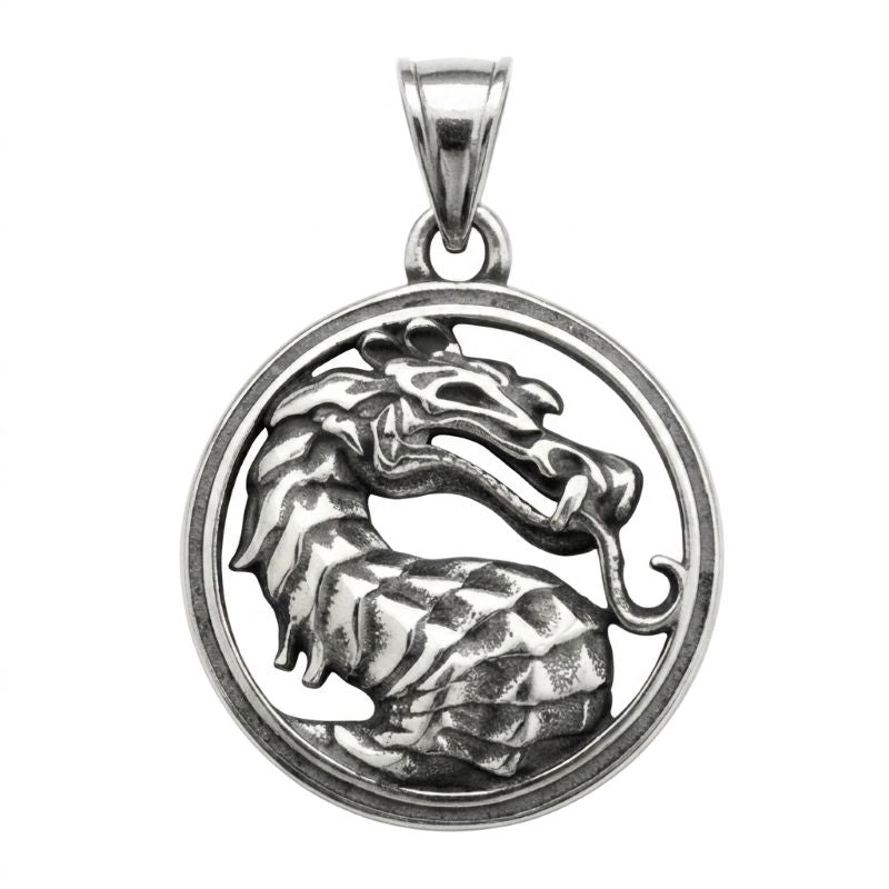 мъжки медальон дракон стомана stainless steel