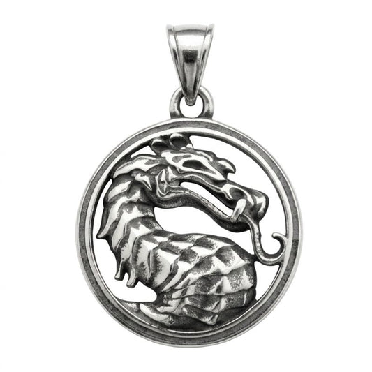 мъжки медальон дракон стомана stainless steel