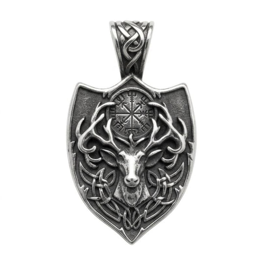 мъжки медальон елен компас викинг стомана stainless steel